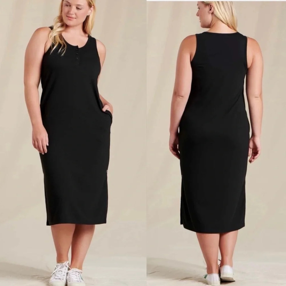 Toad &‎ Co Womens Black Piru Henley Midi Tank
Dress Size Medium Pockets